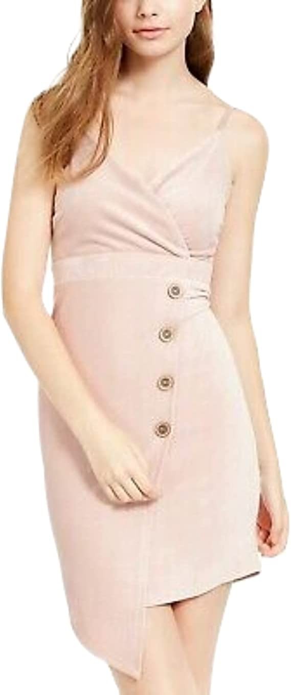 Almost Famous Teen Corduroy Twill Wrap Dress - Blush Size S Pink