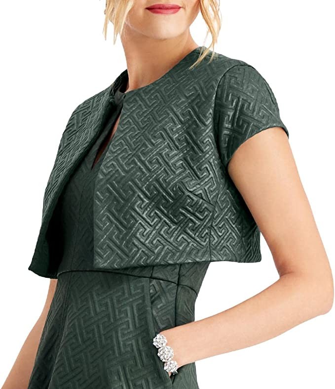 Click to open expanded view Natori NATORI Women's Green Textured Vest Printed Short Sleeve Cardigan Crop Top Straight Evening Dress Top Size XL